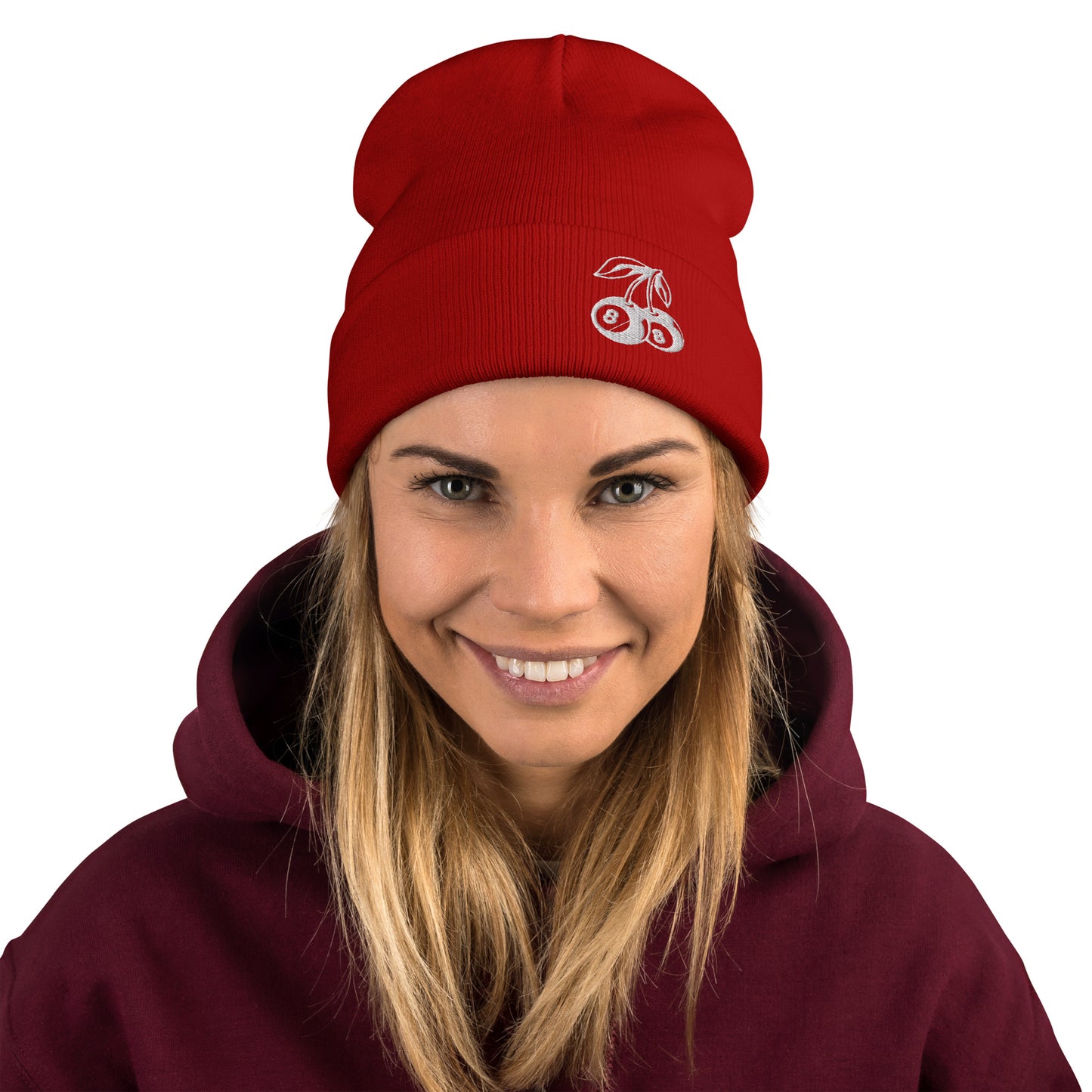8 ball cherry beanie